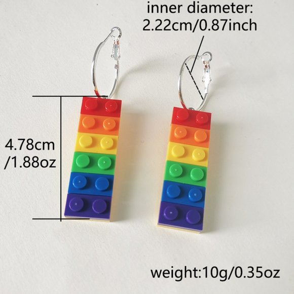 Rainbow Brick Earrings - Picture 7 of 8